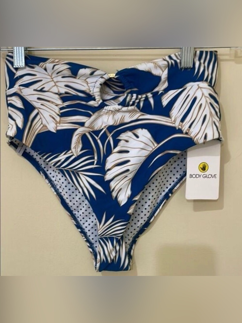 Body Glove Blue White Tropical Print Bikini Bottom size Small New